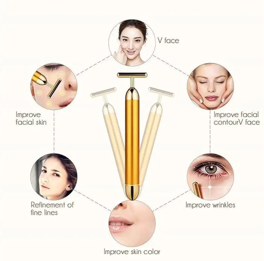 24K Gold Energy Beauty Bar Electric Facial Massage Roller