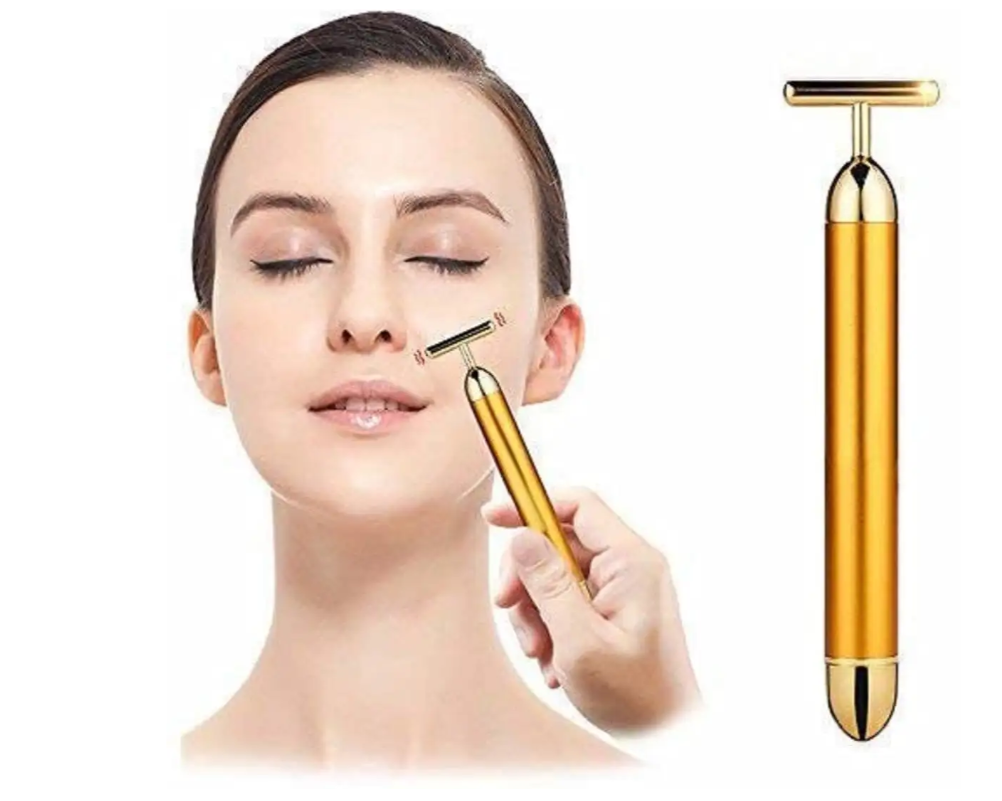 24K Gold Energy Beauty Bar Electric Facial Massage Roller